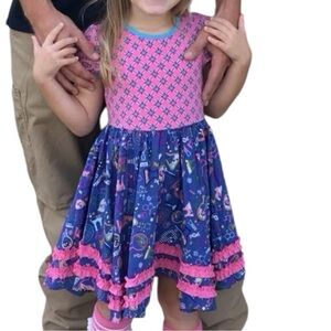Matilda Jane Girls Size 2 Purple Pink Hypothesis Twirl Skater Skirt Tank Dress